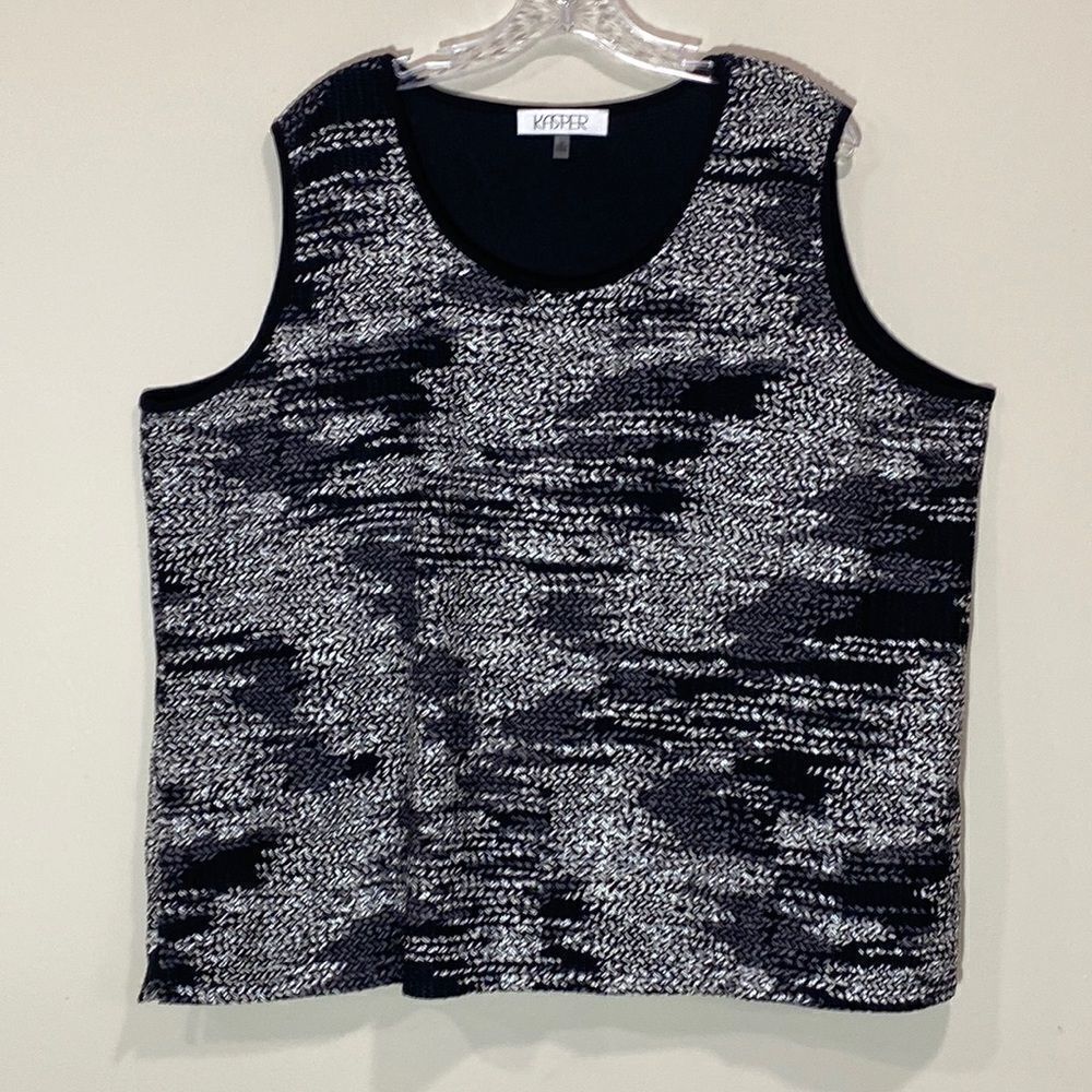 Plus Size Black & Silver Plus Size Sleeveless Dress Top By Kasper. Size 3X